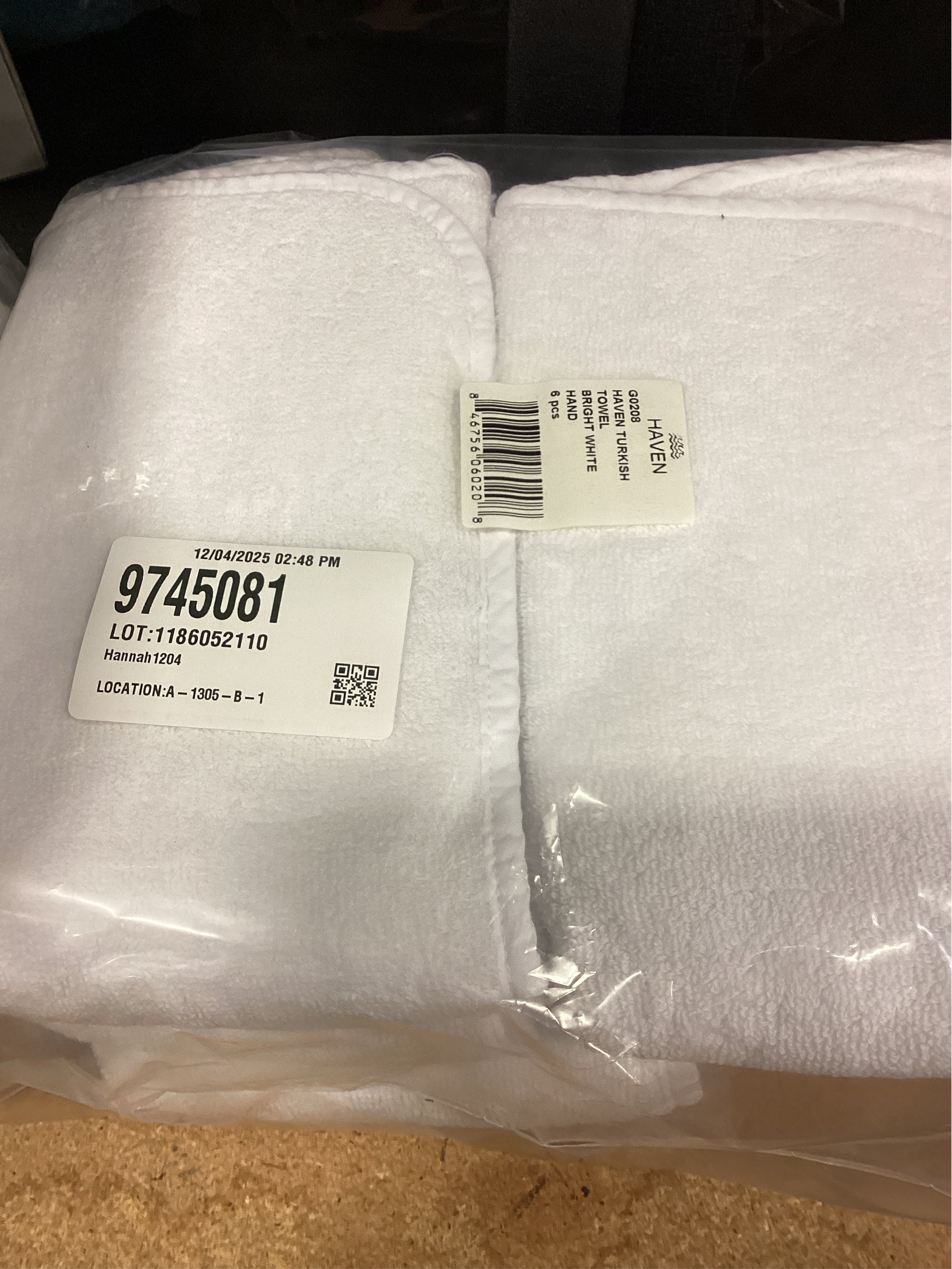 Haven Turkish Cotton Hand Towel in Bright White PACK OF 6