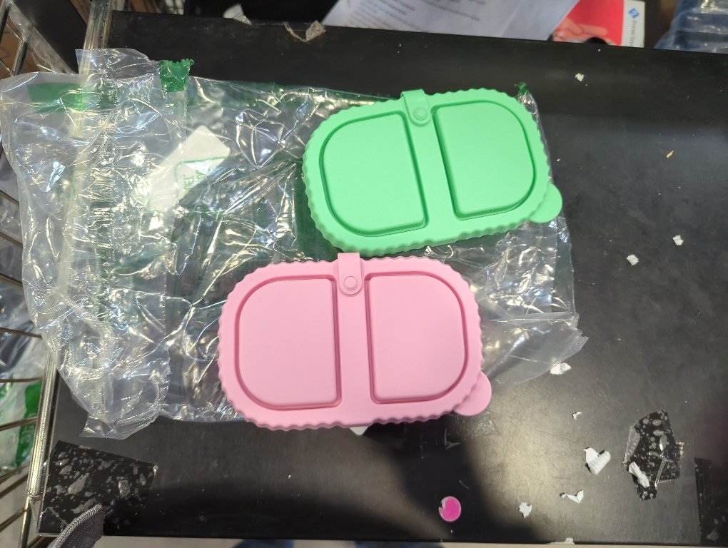 Bento Box 2 Pack Silicone Reusable Snack Containers with Lids, Double Compartment Snack Containers, Silicone Snack Box, Snackle Box Container for Travel, Office, Picnic(Pink/Green)