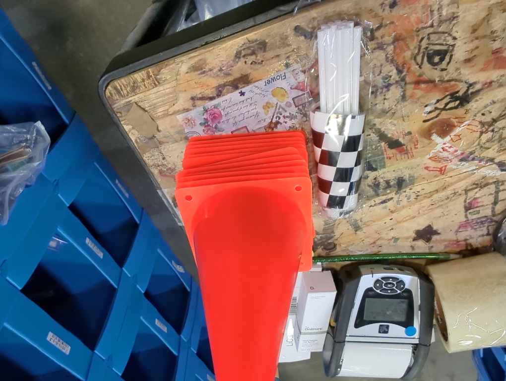 Race Car Birthday Party Decorations - 7inch Orange Race Cones(Holes on Top) with Checkered Flags,12 Traffic Cones, 24 Racing Black and White Flags,Racecar Theme Two Fast Centerpieces Supplies(36PCS)