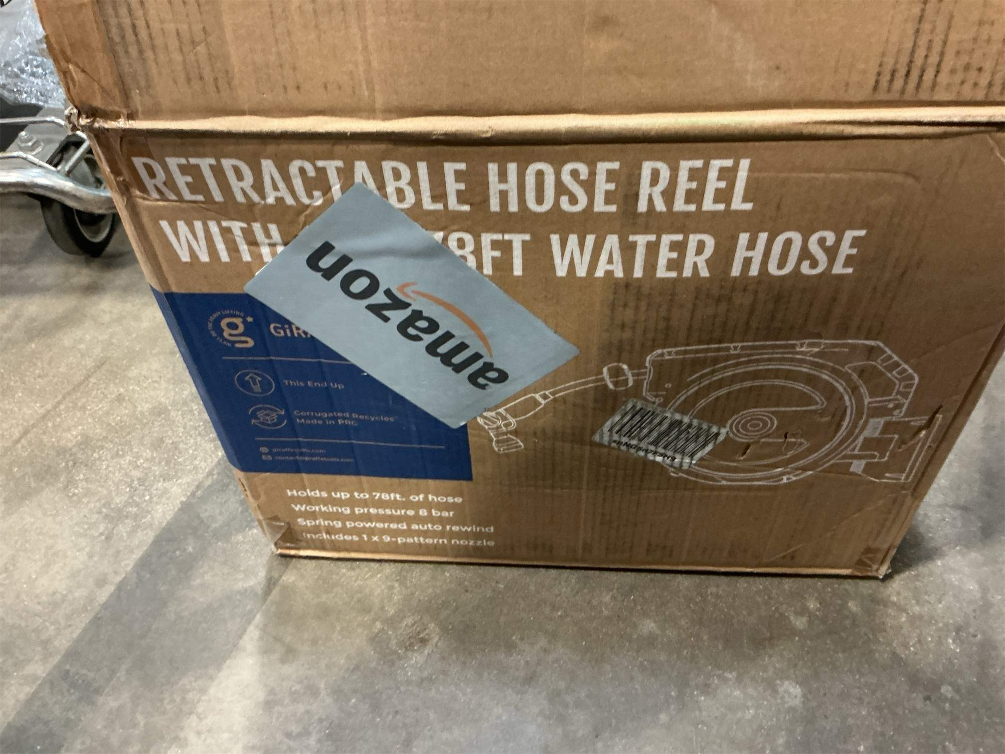 Giraffe Tools Retractable Garden Hose Reel 1/2 Inch x 130 ft, Super Heavy Duty, Any Length Lock, Slow Return System, Wall Mounted and 180 Deg Swivel Bracket