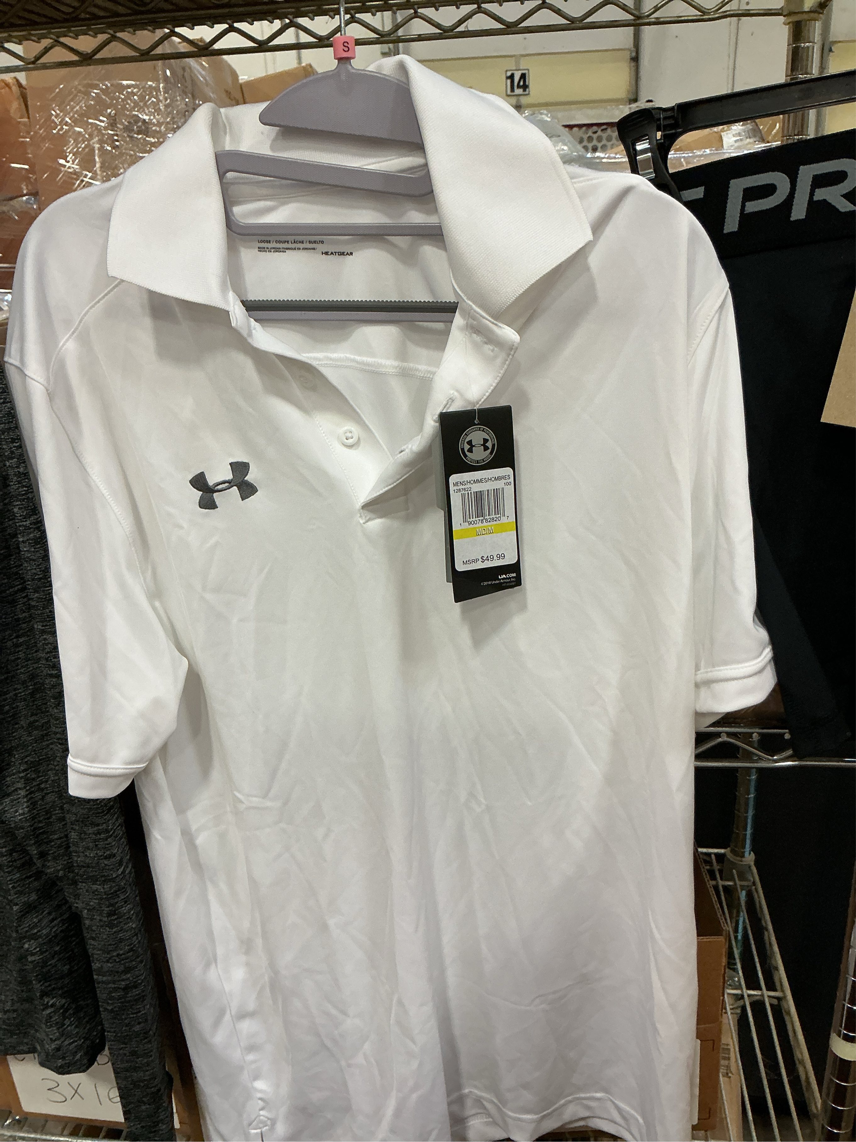 size M/MD. Under Armour Men's Team Armour Polo 1287622 White Medium