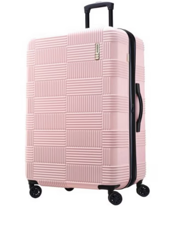 American Tourister NXT Hardside Large Checked Spinner Suitcase - Pink