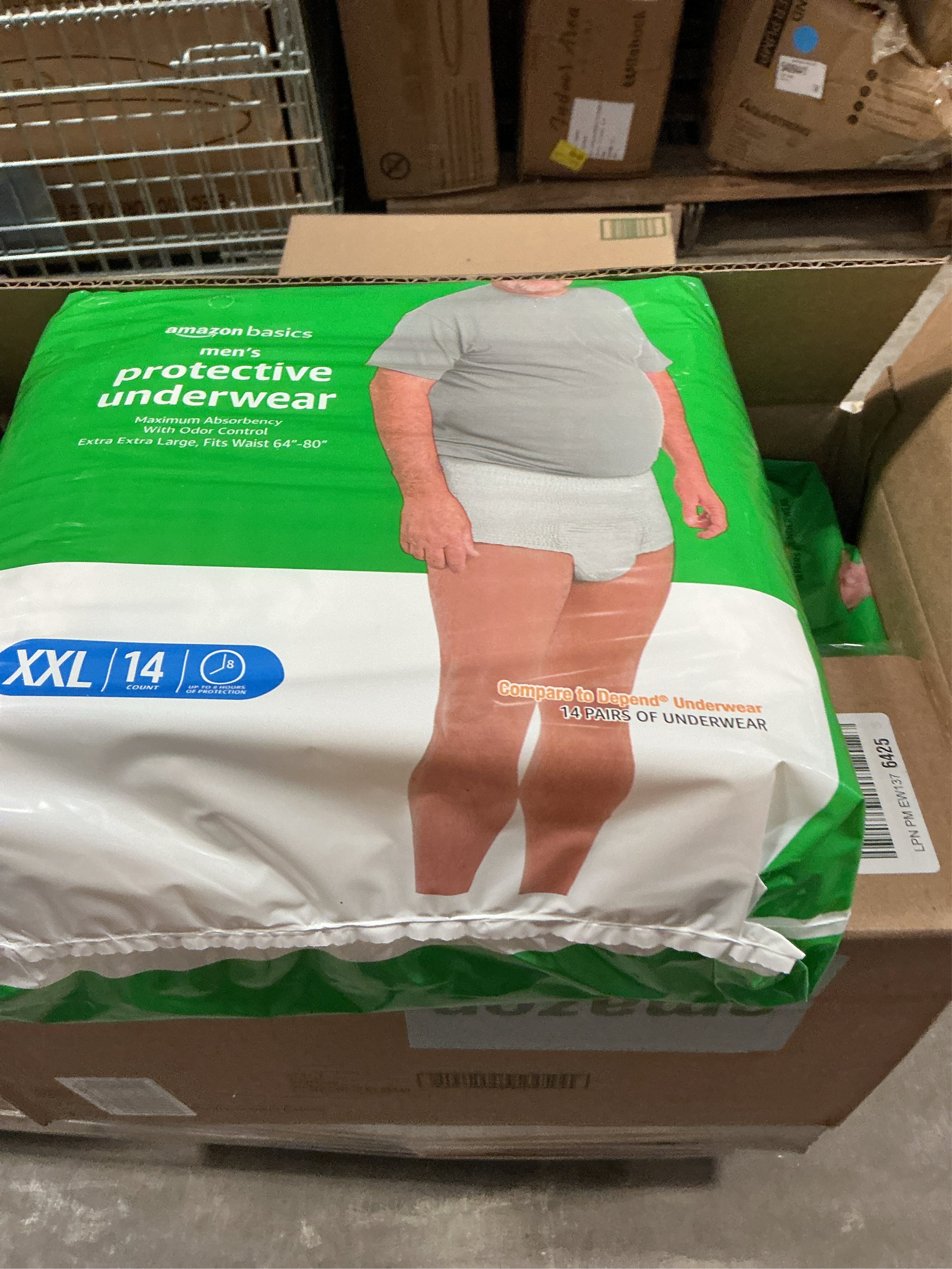 Amazon Basics Men's Protective Underwear  Maximum Absorbency  Extra Extra Large  42 Count  (3 Packs of 14)