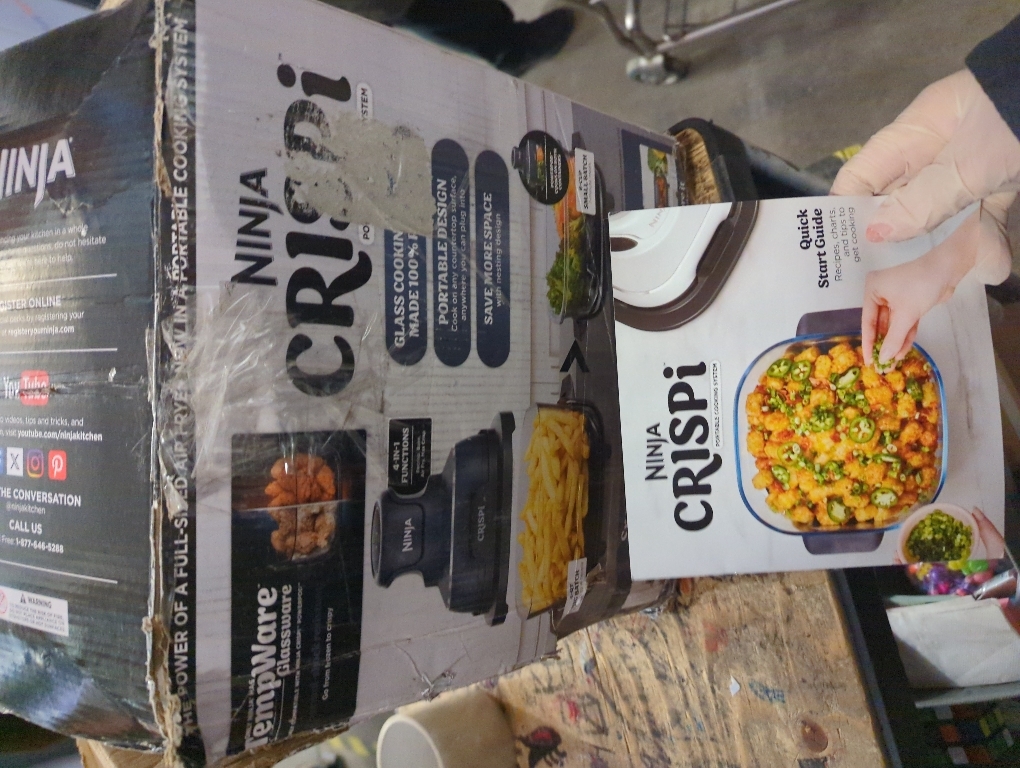 Ninja Crispi 4-in-1 Portable Glass Air Fryer Cooking System, 1500W, 4QT & 6-Cup TempWare Glass Containers with Storage Lids, Microwave, Freezer & Dishwasher Safe, Cyberspace Gray, FN101GY