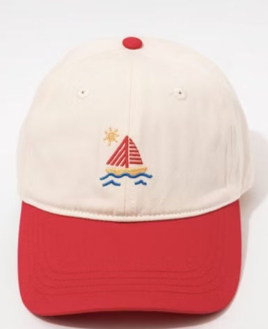 Sail Boat Hat - Frasier Sterling Cream/Red: Cotton Adjustable Baseball Cap