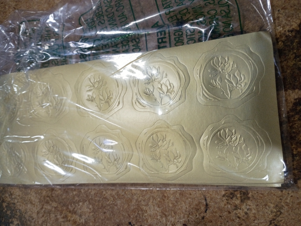 300 Pieces Embossed Gold Foil Stickers Gold Stickers for Envelopes, Wedding Invitations, Christmas Greeting Cards Envelopes (Gold Olive Branch)