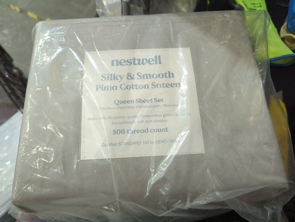 Nestwell Pima Cotton Sateen 500-Thread-Count Queen Sheet Set in Dove