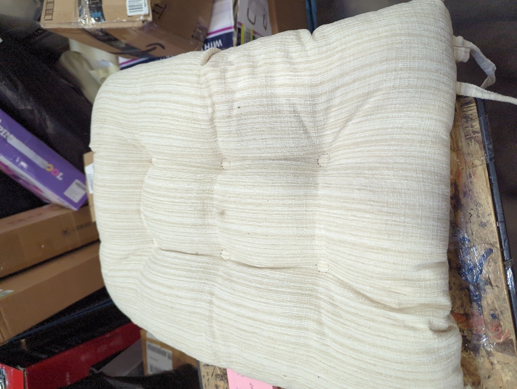 Klear Vu Gripper Overstuffed Universal Non-Slip Dining Chair Cushions for Kitchen Decor or Office Use, U-Shaped Skid-Proof Seat Pad, 17x17 Inches, 2 Count (Pack of 1), Chenille Cream