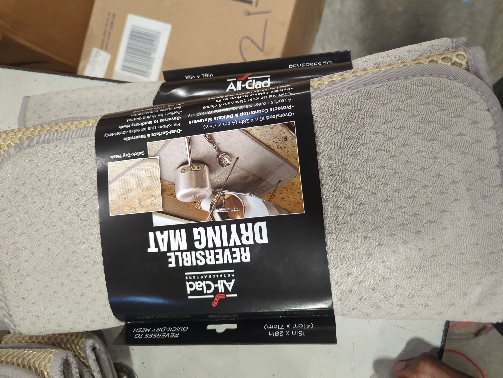 All-Clad Premium Reversible Dish Drying Mat for Kitchen: 16 x 28 Ultra-Absorbent, Long-Lasting, No Condensation, and Oversized for Large Pots and Pans - 2 Pack, Titanium