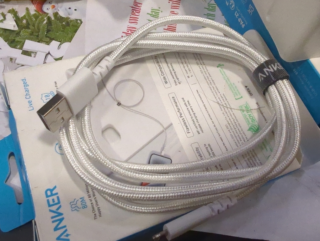Anker 6' Braided Lightning to USB-A Charging Cable - White