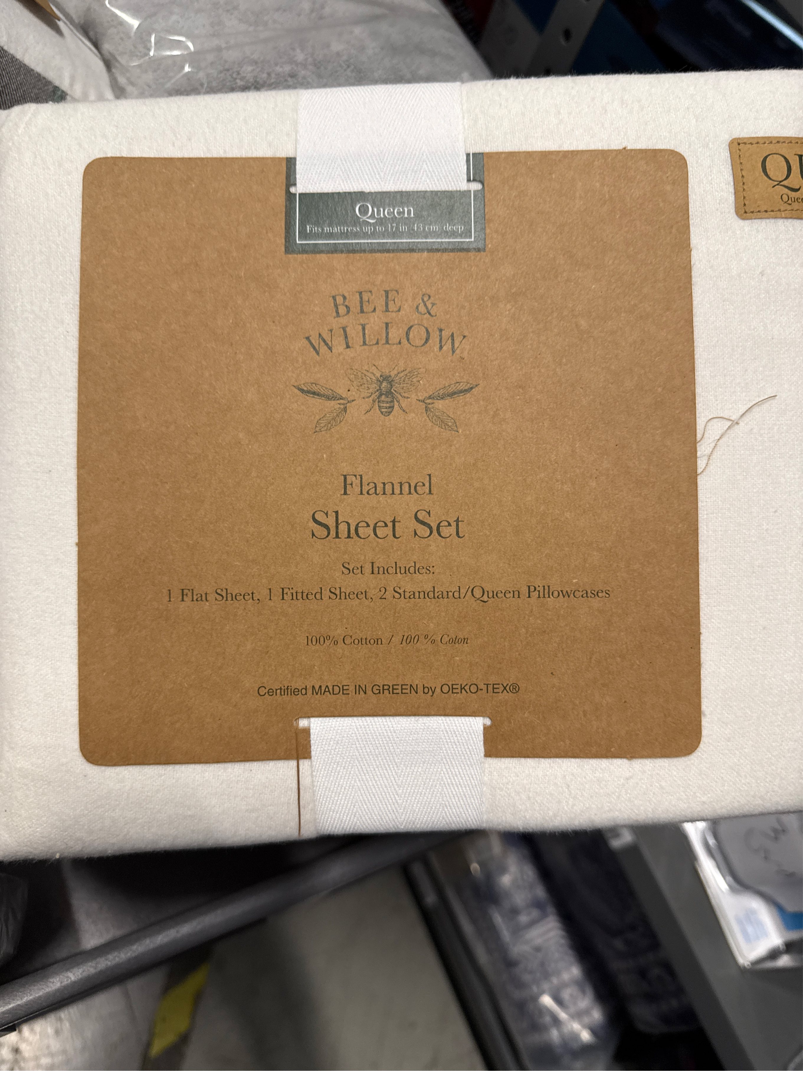 Bee & Willow Cotton Flannel Queen Sheet Set in Coconut Milk