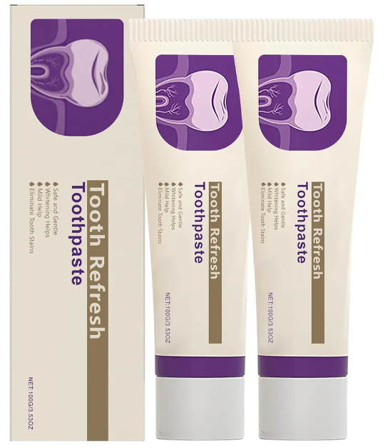 2PCS Tooth Refresh Toothpaste, Fresh Breath Whitening Toothpaste, Natural Oral Care & Enamel Repair, Helps Remove Coffee, Tea & Wine Sta