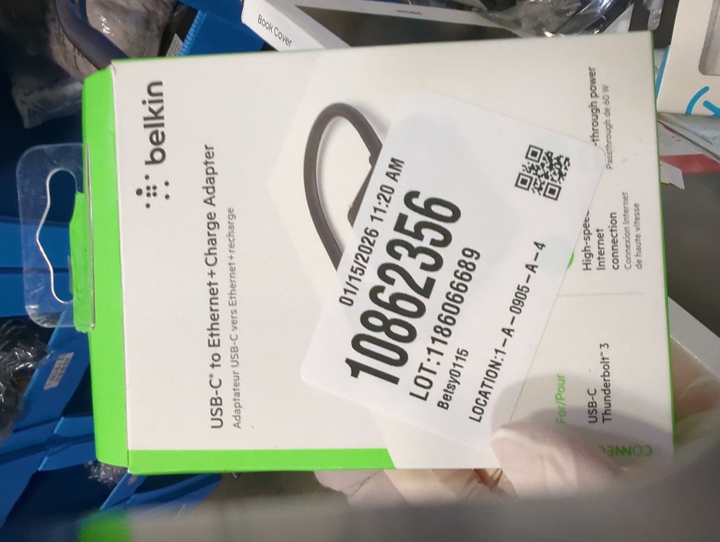 Belkin USB-C To Ethernet   Charge Adapter - Gigabit Ethernet Port Compatible with USB-C Devices Black, INC001btBK