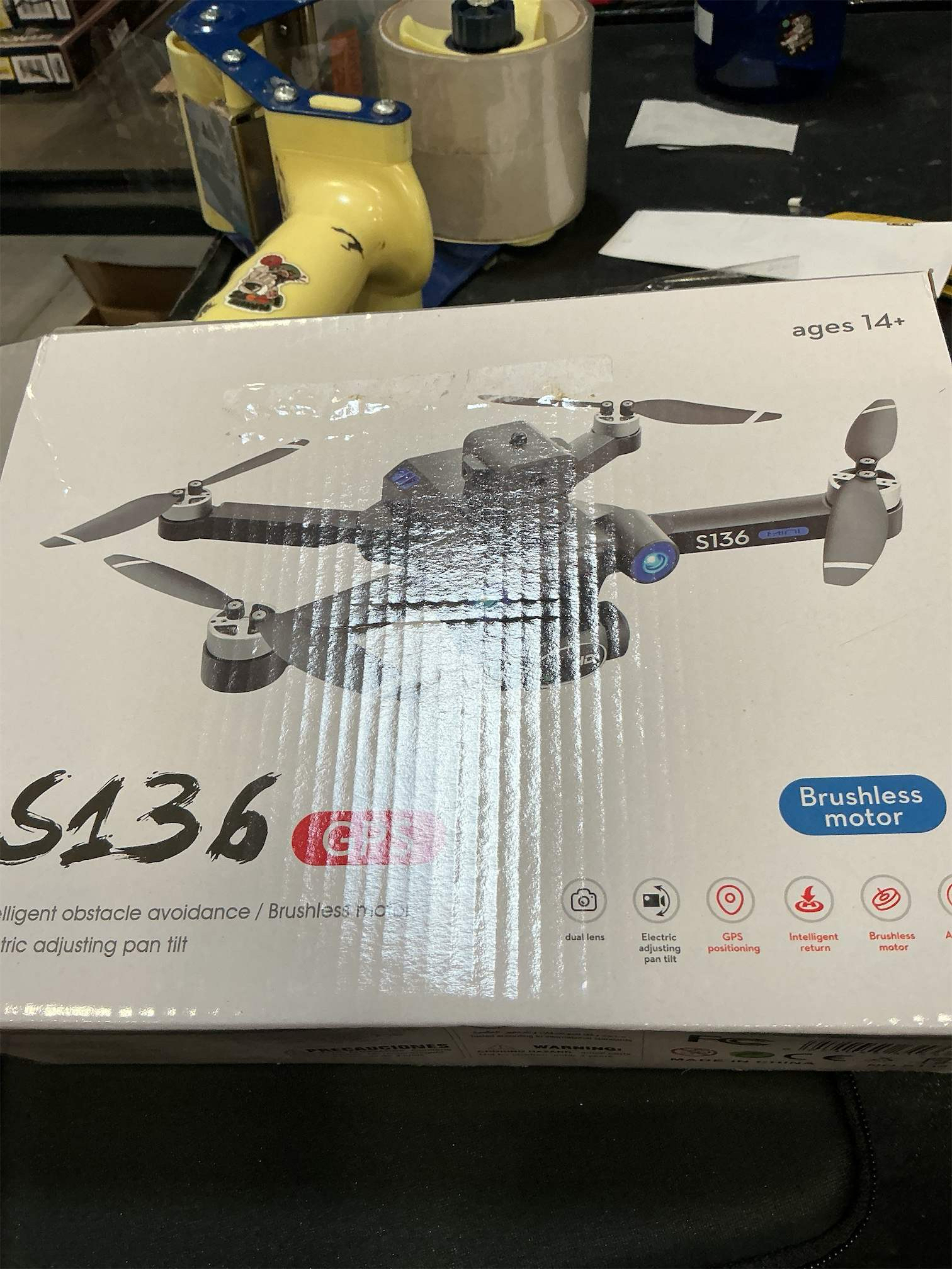 New S136 Drone with HD Electric Zoom Lens FPV Mode Brushless Motor GPS Smart Avoid Noise Barrier Function Foldable Outdoor Aerial Ranging RC Airplane Quadcopter