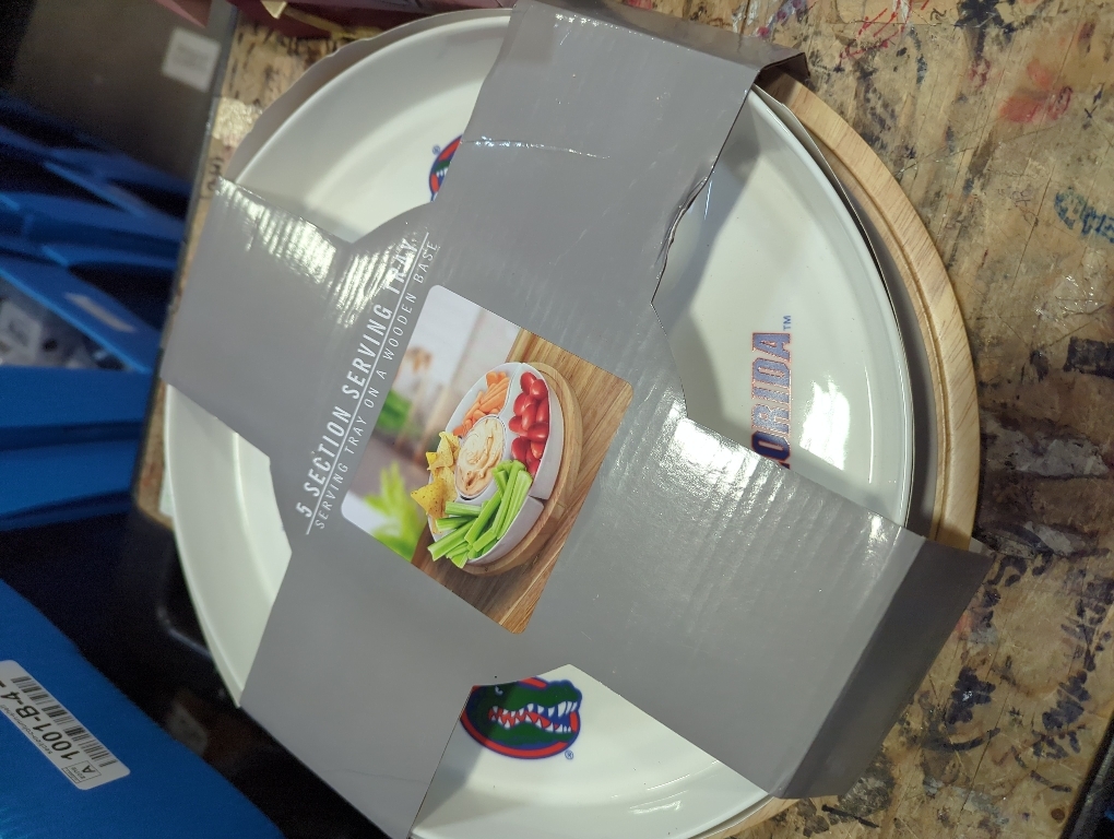 The Memory Company | Licensed NCAA 16 5-Section Serving Tray w/Wood