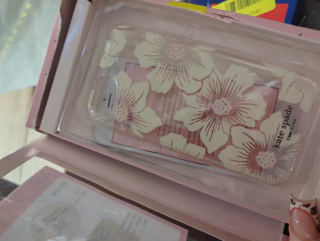 Kate Spade Open Bottom Case for iPhone 8/7 - Hollyhock White Flowers/Clear