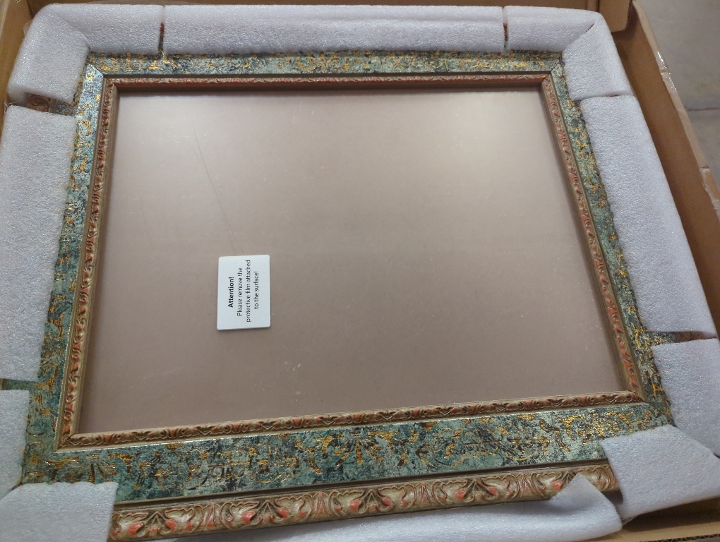 ArtXO Antique 18x24 Picture Frame,2.75 Wide Wooden Vintage Ornate Photo Frame 18 by 24 In,Gallery WAll Art Decor,Bronze Gold & Aquamarine 5