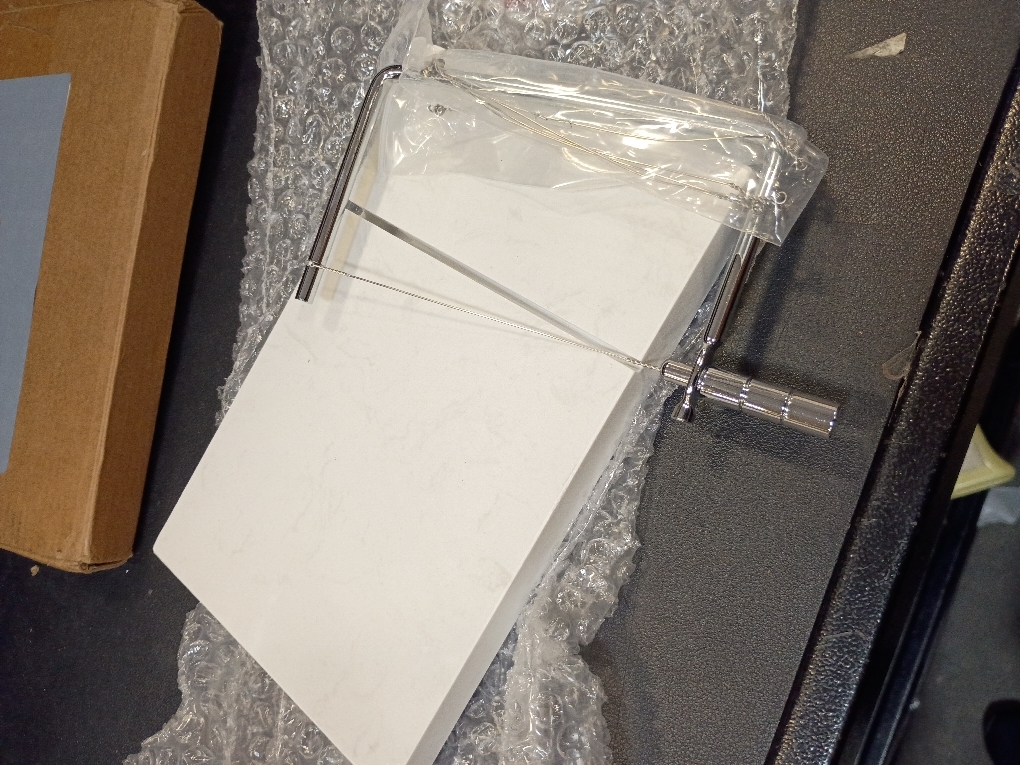 TOPULORS Cheese Slicer with 5 Replacement Upgrade Thick Cutting Wires - Heavy Duty 5x8 Handheld Marble Board Cutter for Block Cheese, Butter - Kitchen Gadget Slicers Tool - White