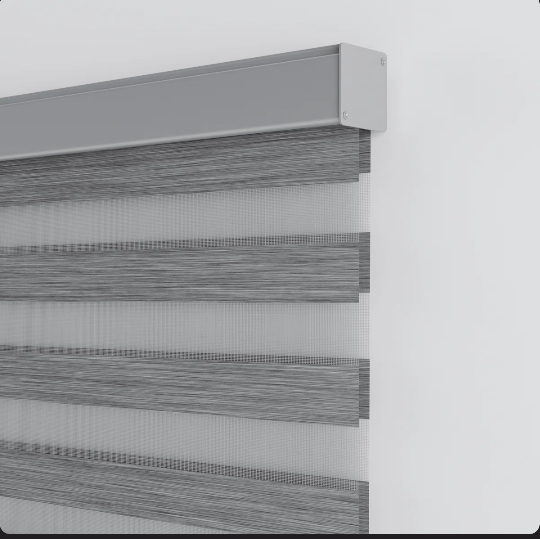 Zebra Blinds Window Dual Layer Roller Shades, Cordless Horizontal Blind, Bedroom, Privacy Gray