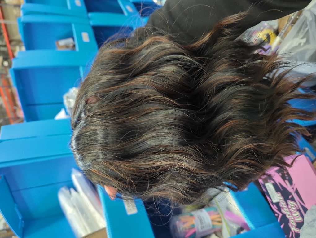 Black Mix Brown Short Wavy Wig for Women Lace Hairline Bob Style Synthetic Heat Resistant - Natural Appearance for Everyday Hairstyle 14 Inch