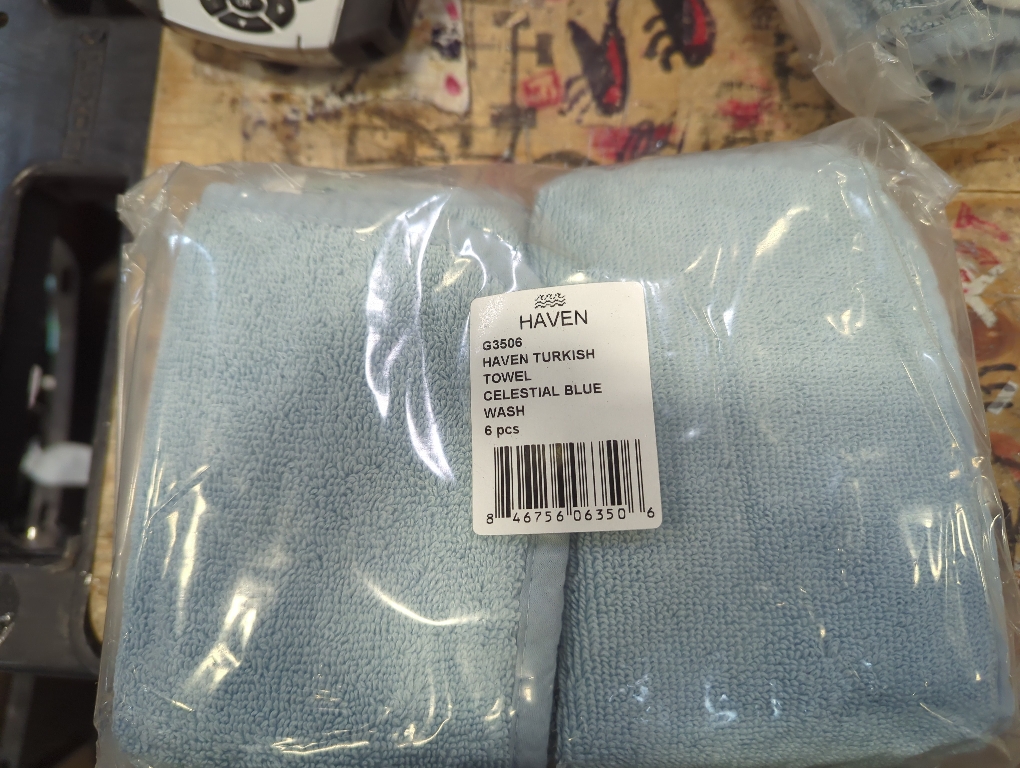 G3506, Haven Turkish Towel, Celestial Blue Wash, 6 pcs