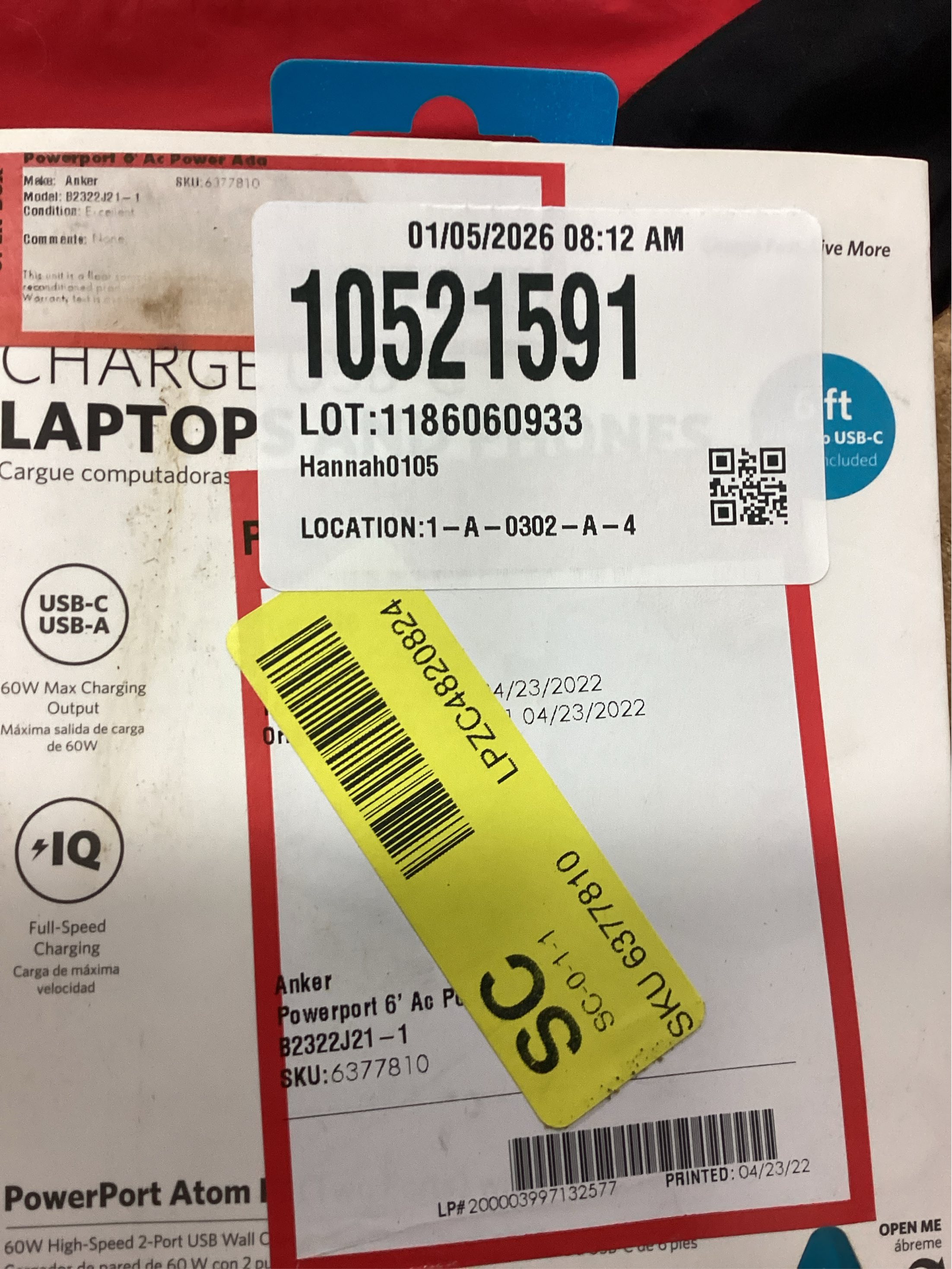 Anker Type C, Usb A Wall Outlet Charger 2-Ports