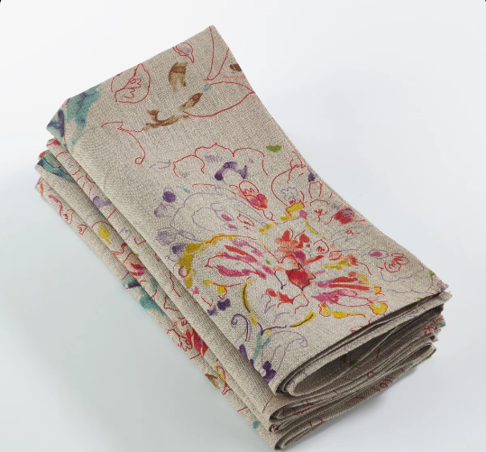 Emmanuel Linen Floral Square Napkin (Set of 4)