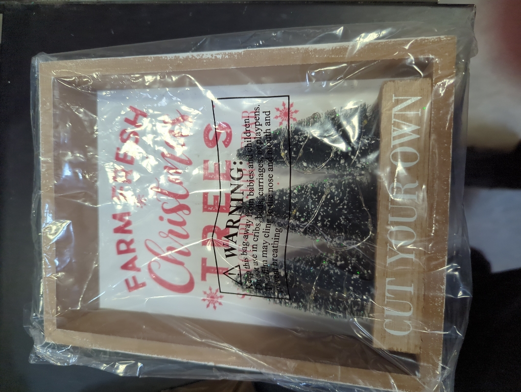 Christmas Decorations for Home Farmhouse LED Lighted Farm Fresh Christmas Tree Decor with Timer Wooden Table Winter Sign Winter Vintage Holiday Block Vintage Holiday Block Xmas Party Decor