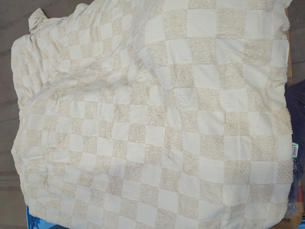 Bedsure Queen Size Comforter Set Beige, Boho Tufted Bed Set, Checkered Farmhouse Shabby Chic Bedding, , 1 Plaid Geometric Comforter
