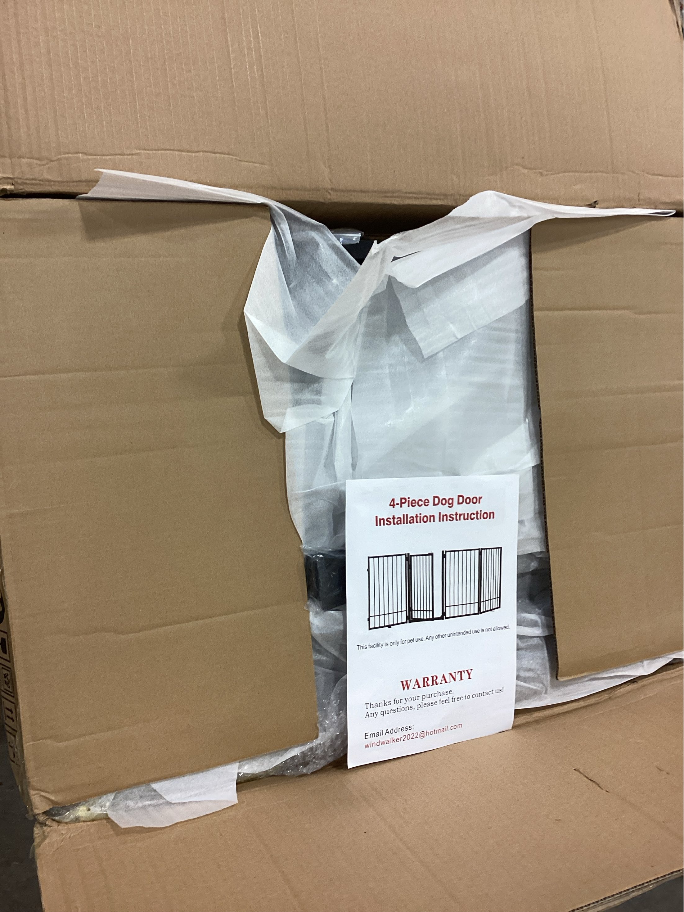 Metal Freestanding Dog Gate with Door, Extra Wide 81, 31 Height Foldable Dog Gates for Doorways, Tall Pet Fence Indoor Outdoor Pet Gates, 4 Panels Pet Barrier for Stairs Hallways, Black