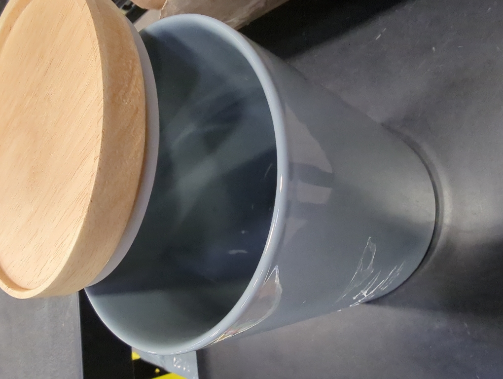 Sweejar Kitchen Canisters Ceramic Food Storage Jar, Stackable Containers with Airtight Seal Wooden Lid for Serving Ground Coffee, Tea, Sugar, Salt and More - Gray