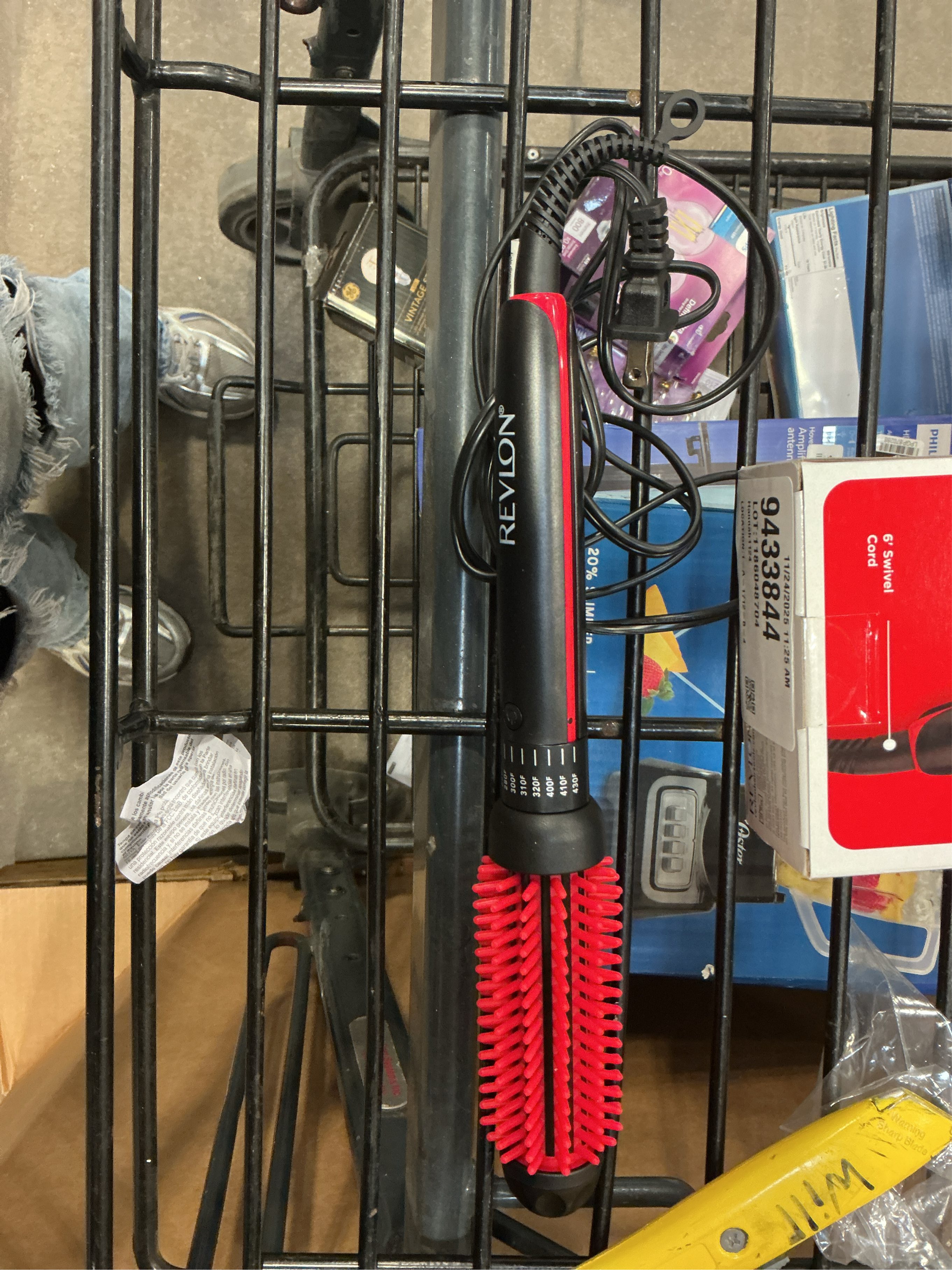 REVLON New and Improved SmoothStay Coconut Oil-Infused Heated Hair Styling Brush | 1” Barrel for Voluminous, Shiny Results (Black/Red)