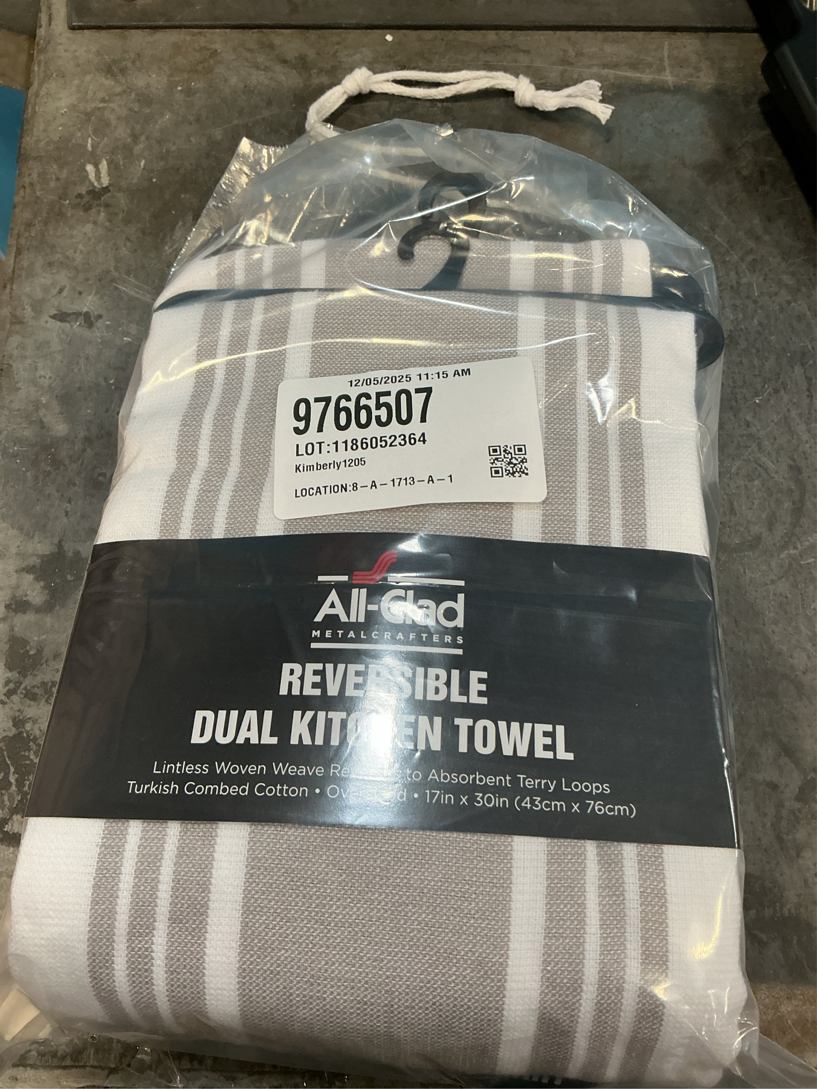 All-Clad Striped Dual Kitchen Towel in Titanium