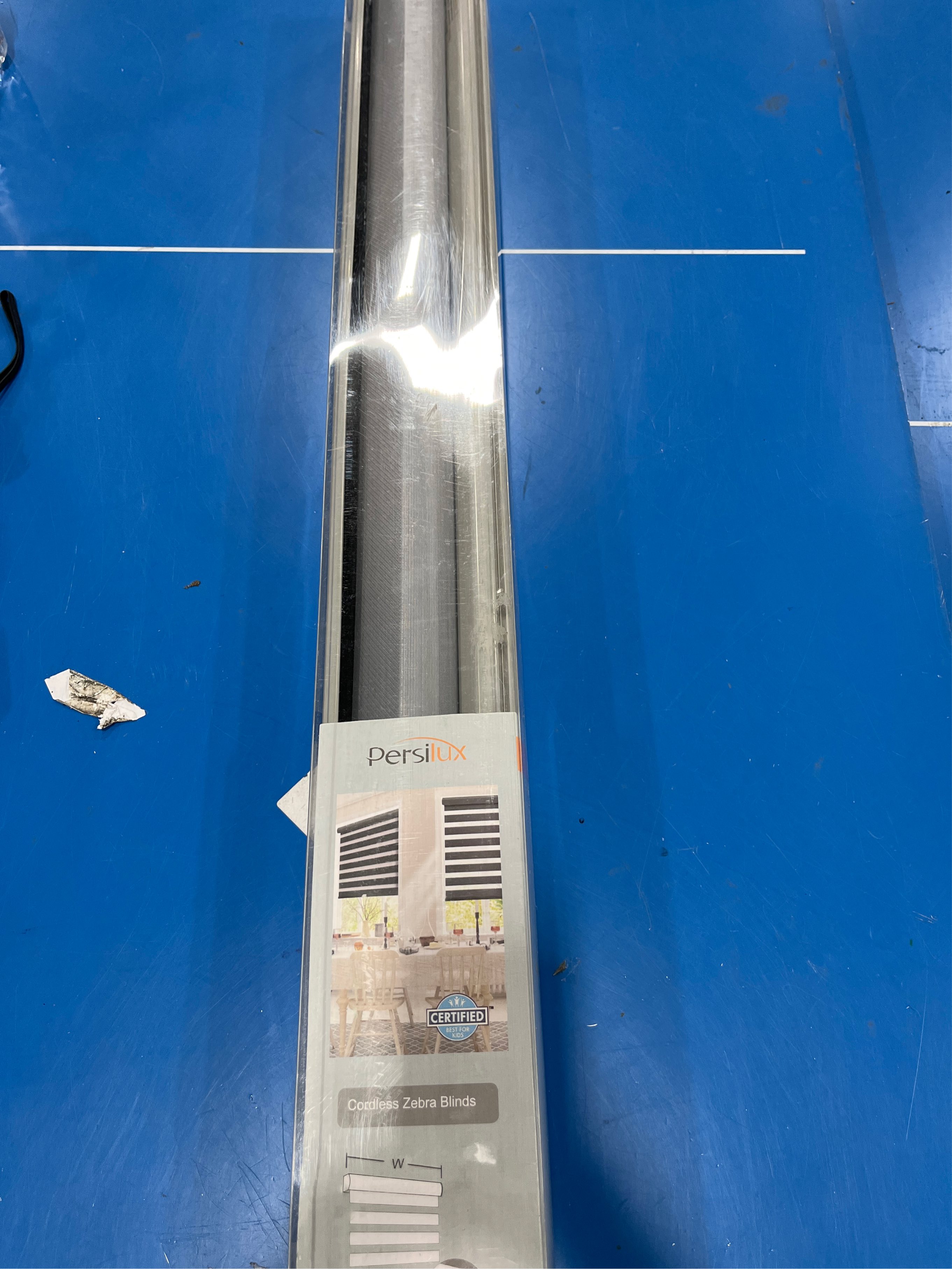 Persilux Cordless Zebra Blinds for Windows (46 W X 64 H, Grey) Free-Stop Windows Shades Dual Layer Light Control for Day and Night, Light Filtering Sheer Shades for Home, Easy to Install