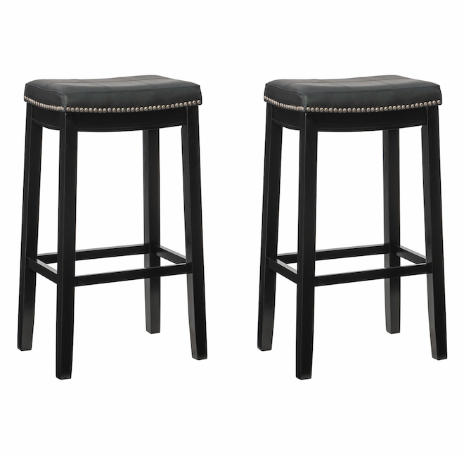Transitional Upholstered Bar Stool with Nail-Head Trim