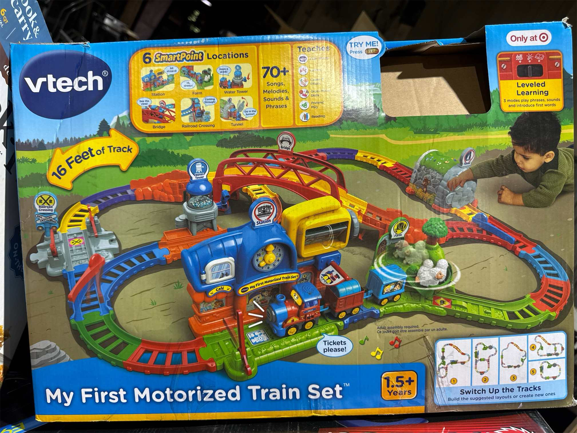 My First Motorized Train Set with Track and Interactive Rail Cars