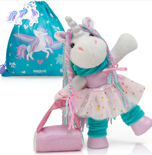 Itsy Unicorn Stuffed Animal - Pink Unicorn Plush Toys with Dress Up Clothes As Ballerina Doll, Good for Unicorns Girl Gifts Age 4-5, Toys for Girls Age 6-8