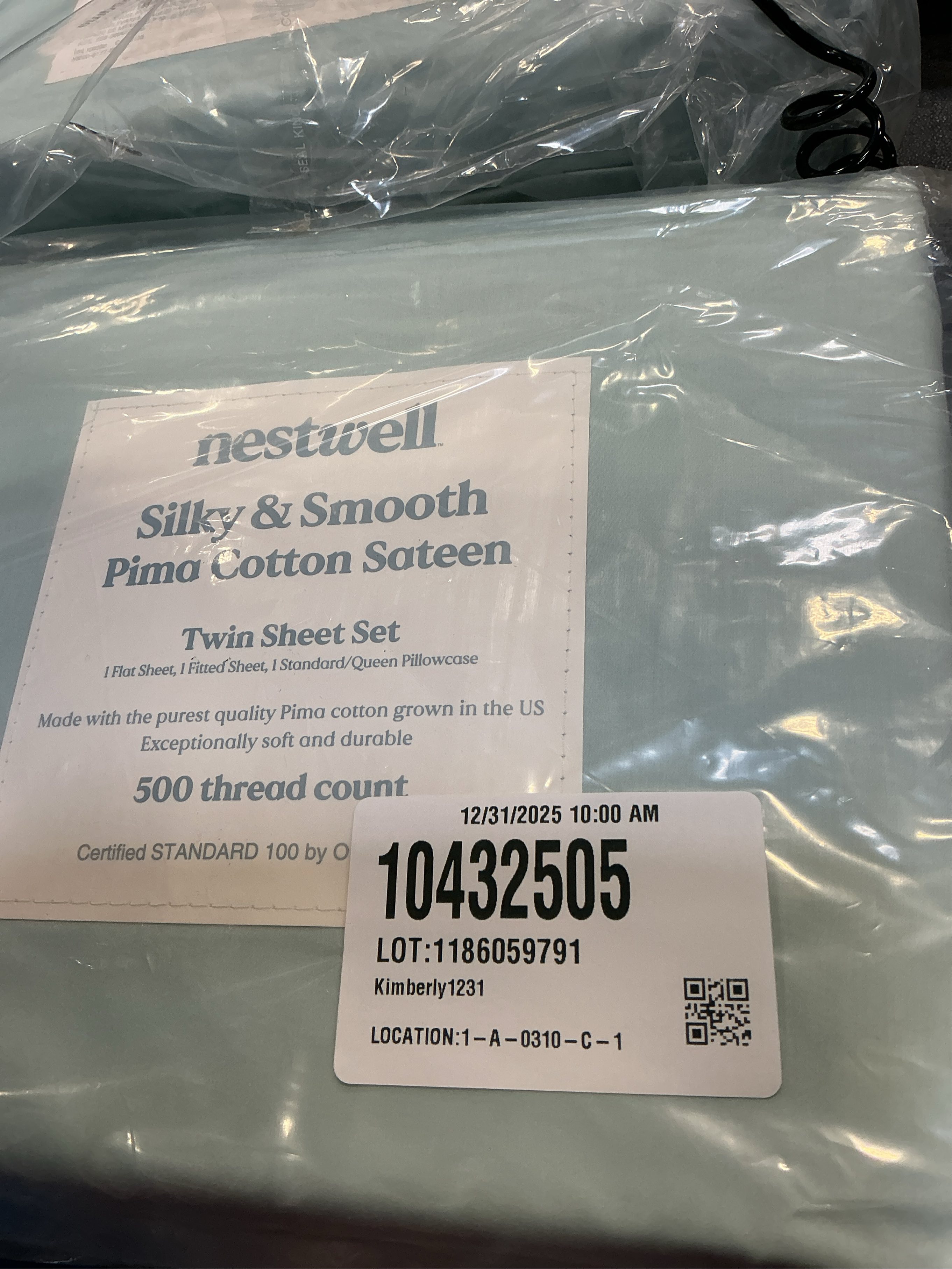 Nestwell Pima Cotton Sateen 500-Thread-Count Twin Sheet Set in Twilight Blue