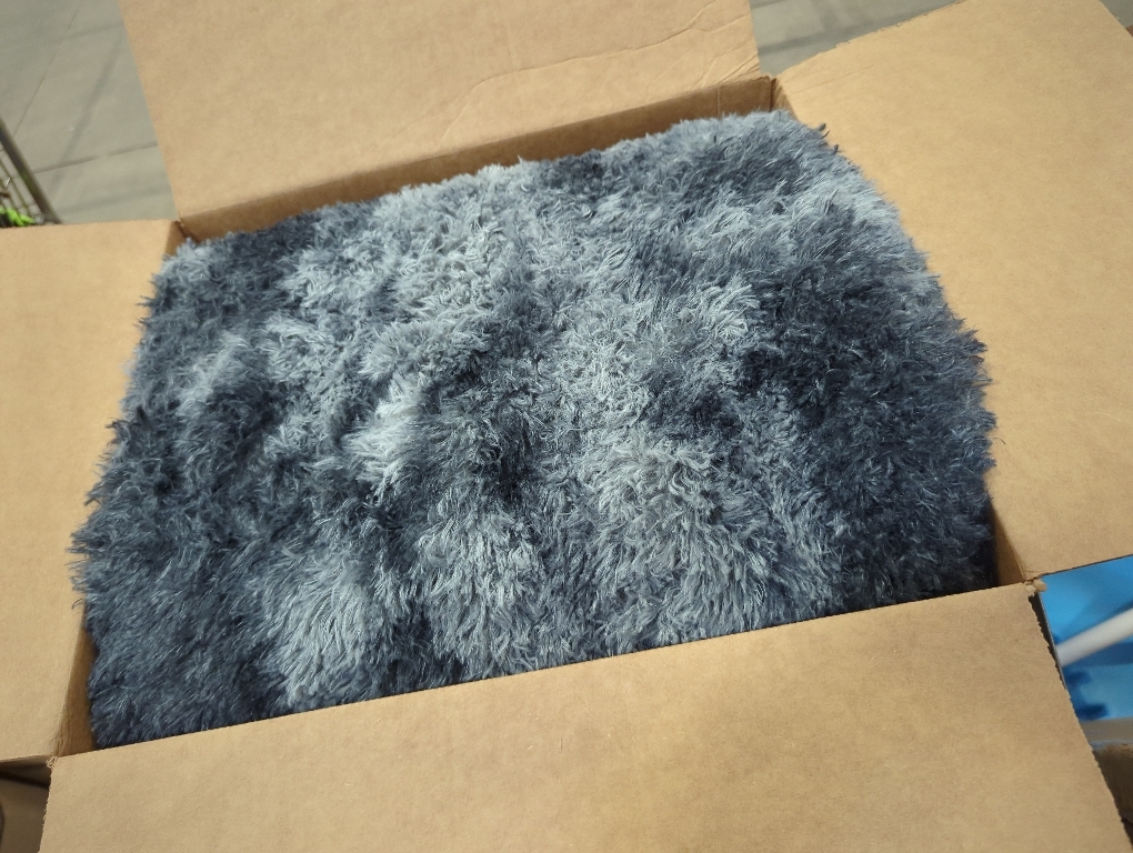 Fluffy Oval Rug for Bedroom 3.3'x6.2', Shag Area Rug for Bedside, Ultra Soft Cute Plush Carpet for Living Room Girls Boys Room Nursery Teens Dorm Home Decor, Blue Grey