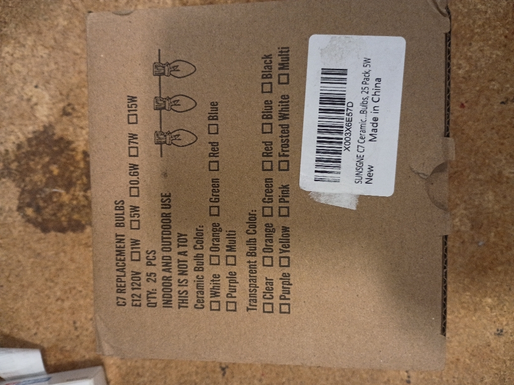 SUNSGNE C7 Blue Christmas Incandescent Light Bulbs, 5 Watt E12 Candelabra Base - Great for Patio, Night Lights, Chandelier Light Bulbs, Candelabra Bulbs, Christmas Decoration, Pack of 25