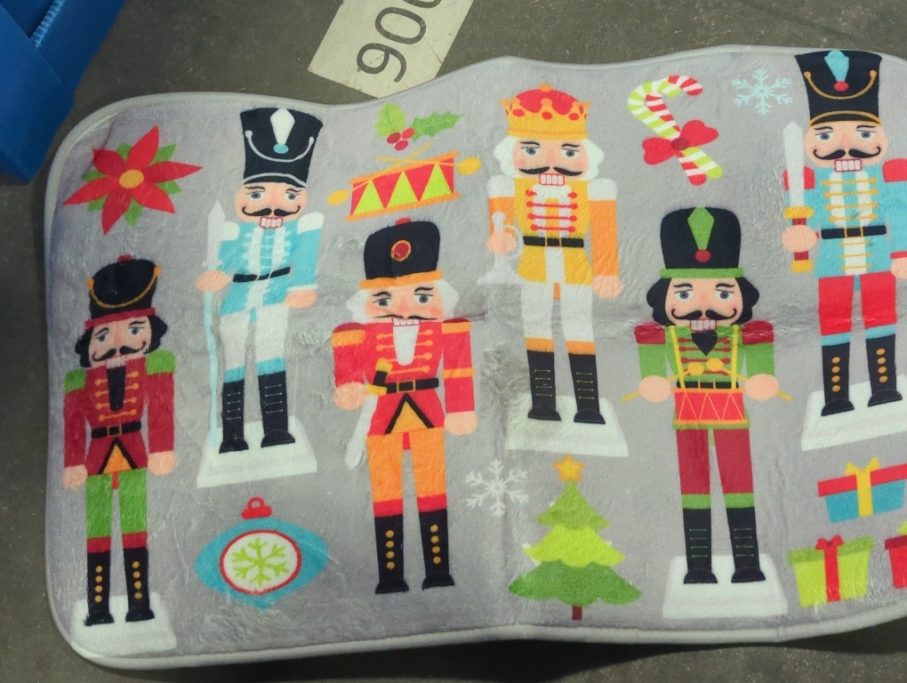 Merry Christmas Bath Mat The Nutcracker Xmas Tree Poinsettia Colorful Cute Cartoon Winter Holiday Bathroom Decor Rug Doormat Toilet Floor Rug,17.8x29.5 Inch