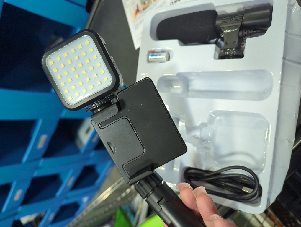 DigiPower Follow ME #GoViral Vlogging Kit for Cameras & Phones | with Microphone, 36 LED Light, Smartphone Grip, Wireless Shutter Remote, Tripod | Vlogging Equipment for YouTube, Instagram & Tiktok