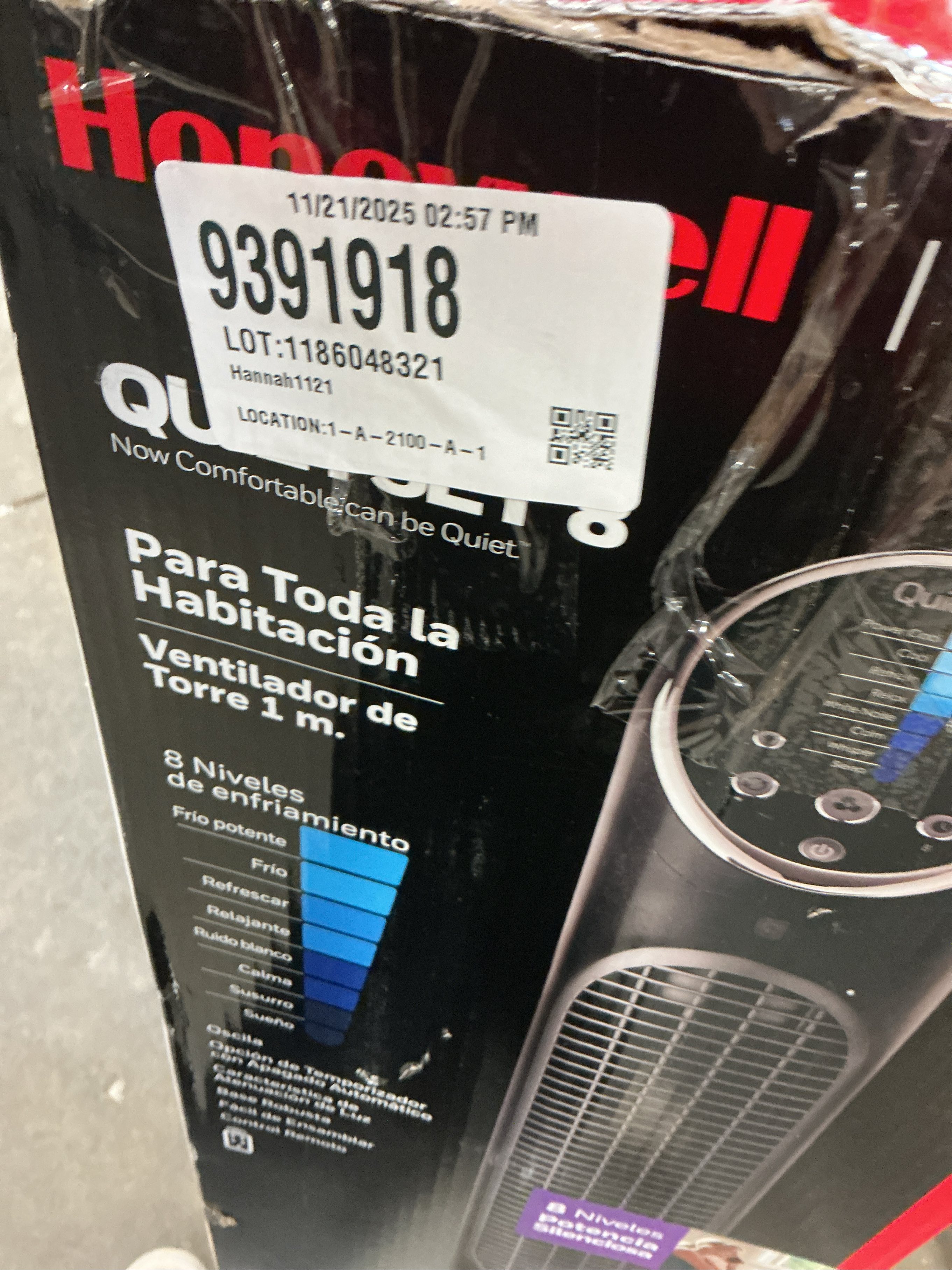 Honeywell QuietSet 40 in. H 8 speed Oscillating Tower Fan Remote Control