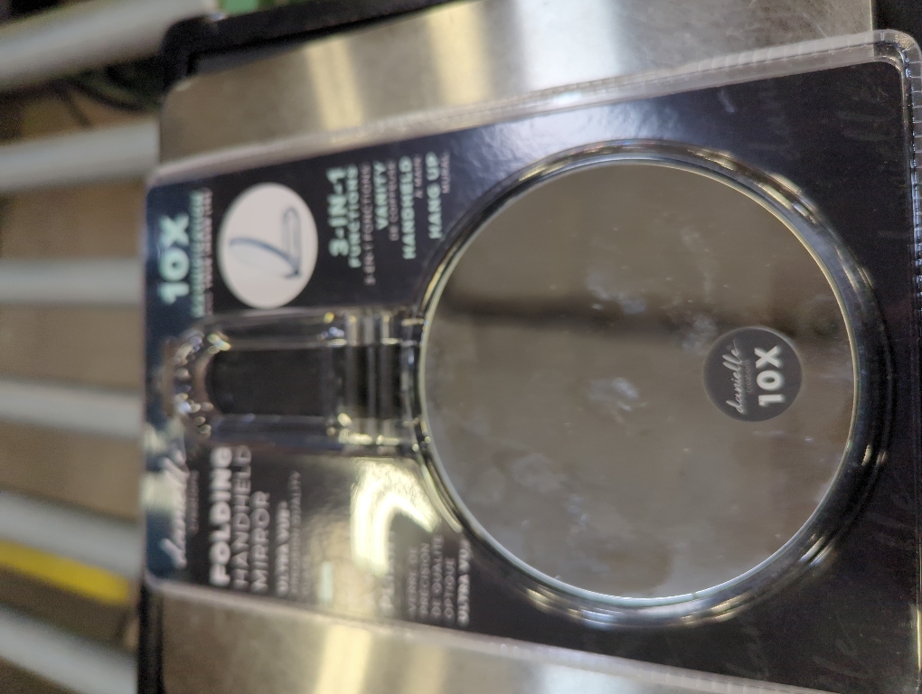 Folding Hand Held 10x Magnification Mirror