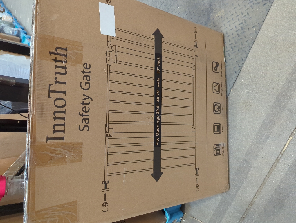 InnoTruth 29.5–40.75 Baby Gate for Stairs, 30 Tall Dog Gates for Doorways & Hallways, Safety Gate for Kids & Pets, Pressure-Mounted Walk-Through with Dual Lock & 2-Way Swing, Black