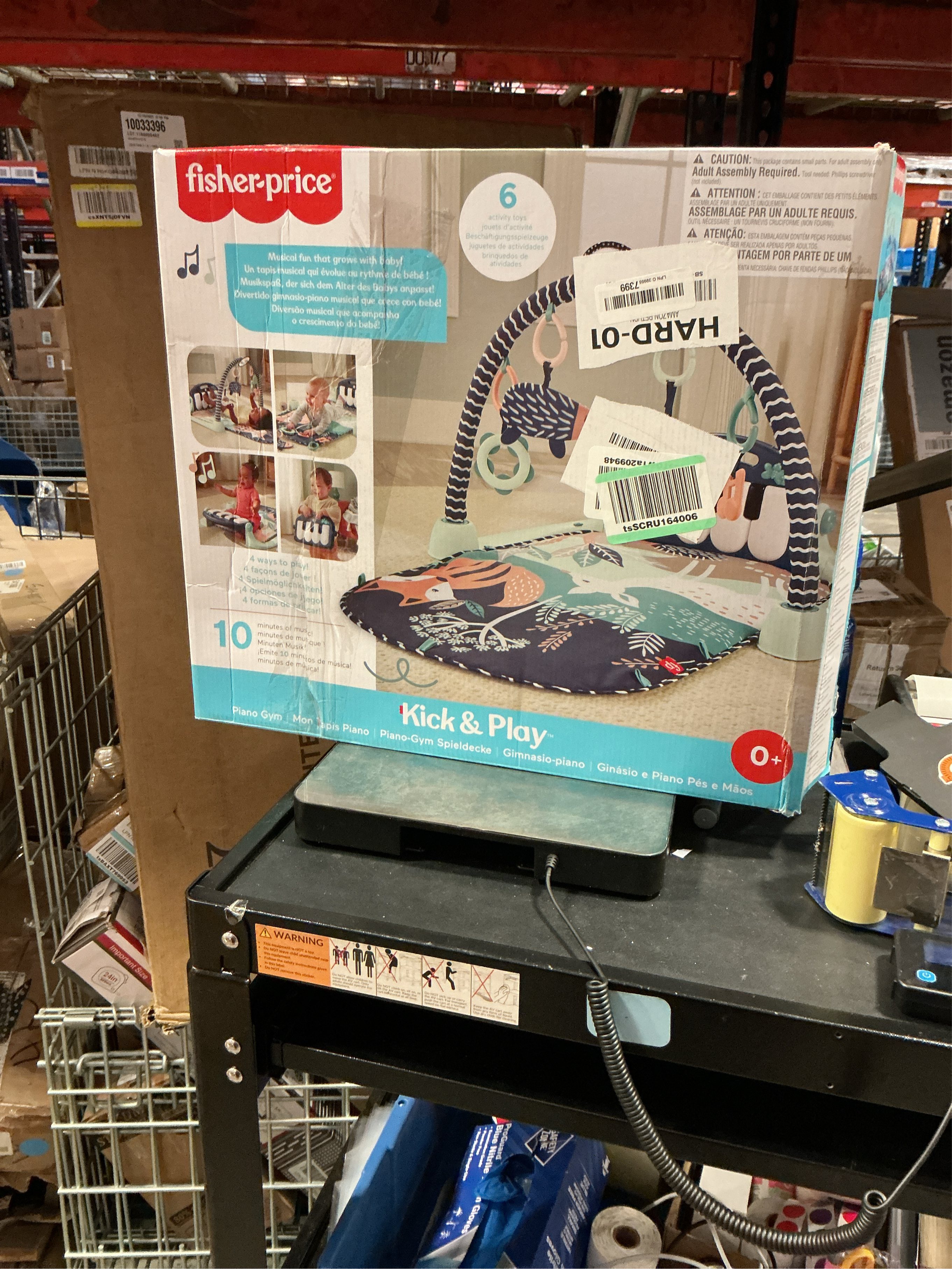 Fisher-Price Baby Gym Playmat With Kick & Play Piano And Tummy Time Toys, Navy Fawn