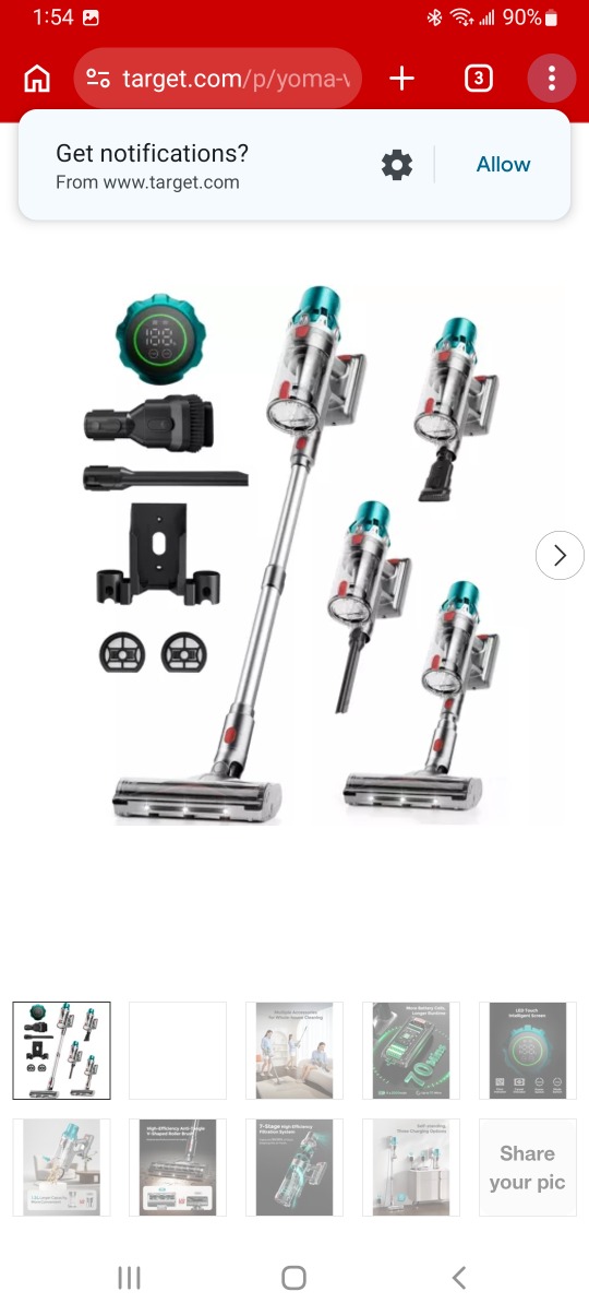 YOMA V6 Cordless Stick Vacuum Cleaner, 600W 50KPA, LED Touch Screen, 