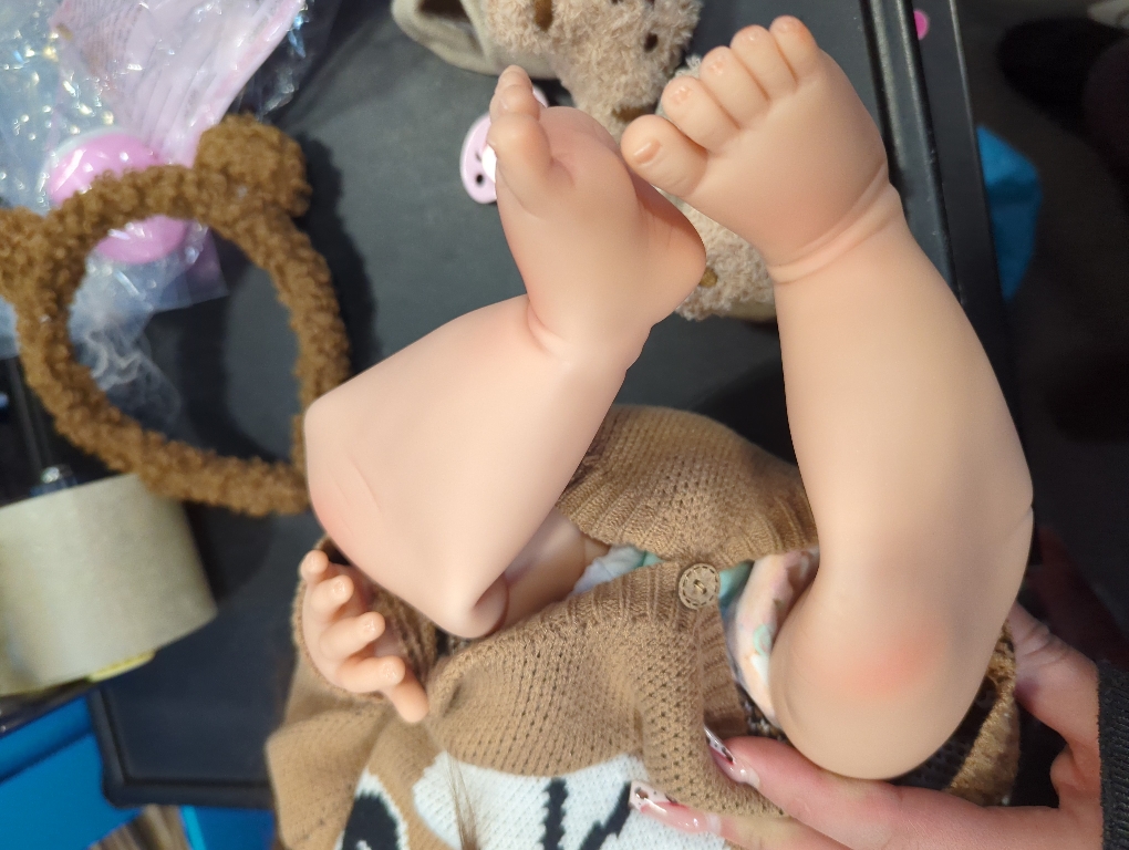 Reborn Baby Doll, 55.88 cm Soft Vinyl, Lifelike Eyes, Deep Brown with Bunny Ears, Collectible