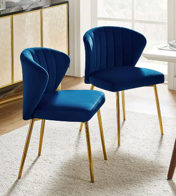 Milia Navy Tufted Dining Chair (Set of 2)