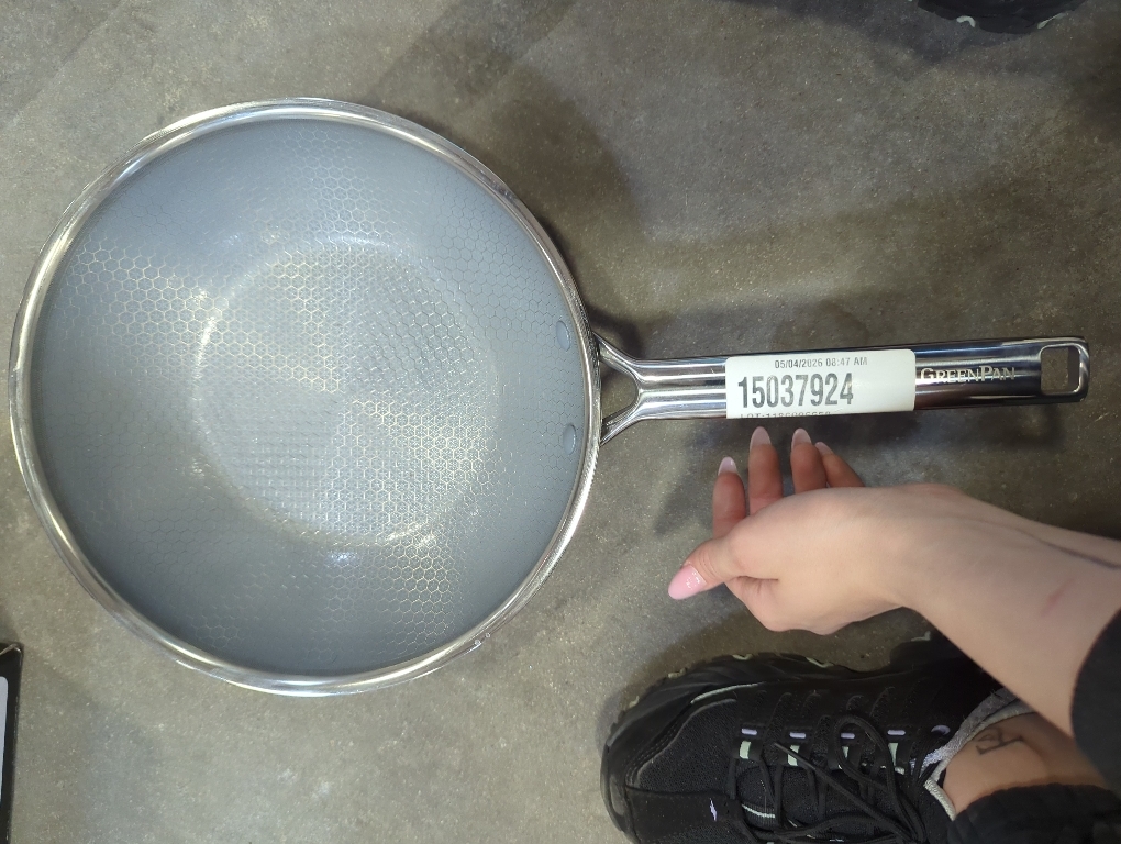GreenPan Hybrid 11” Nonstick Stainless Steel Wok Pan, APEX Tri-Ply Thermobond PFAS-Free Ceramic NO LID MISSING LID